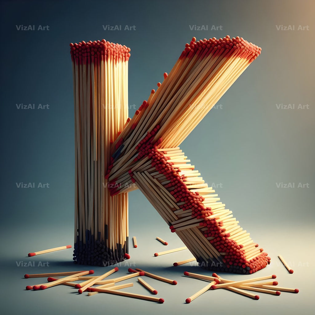 Matchstick alphabet letter K