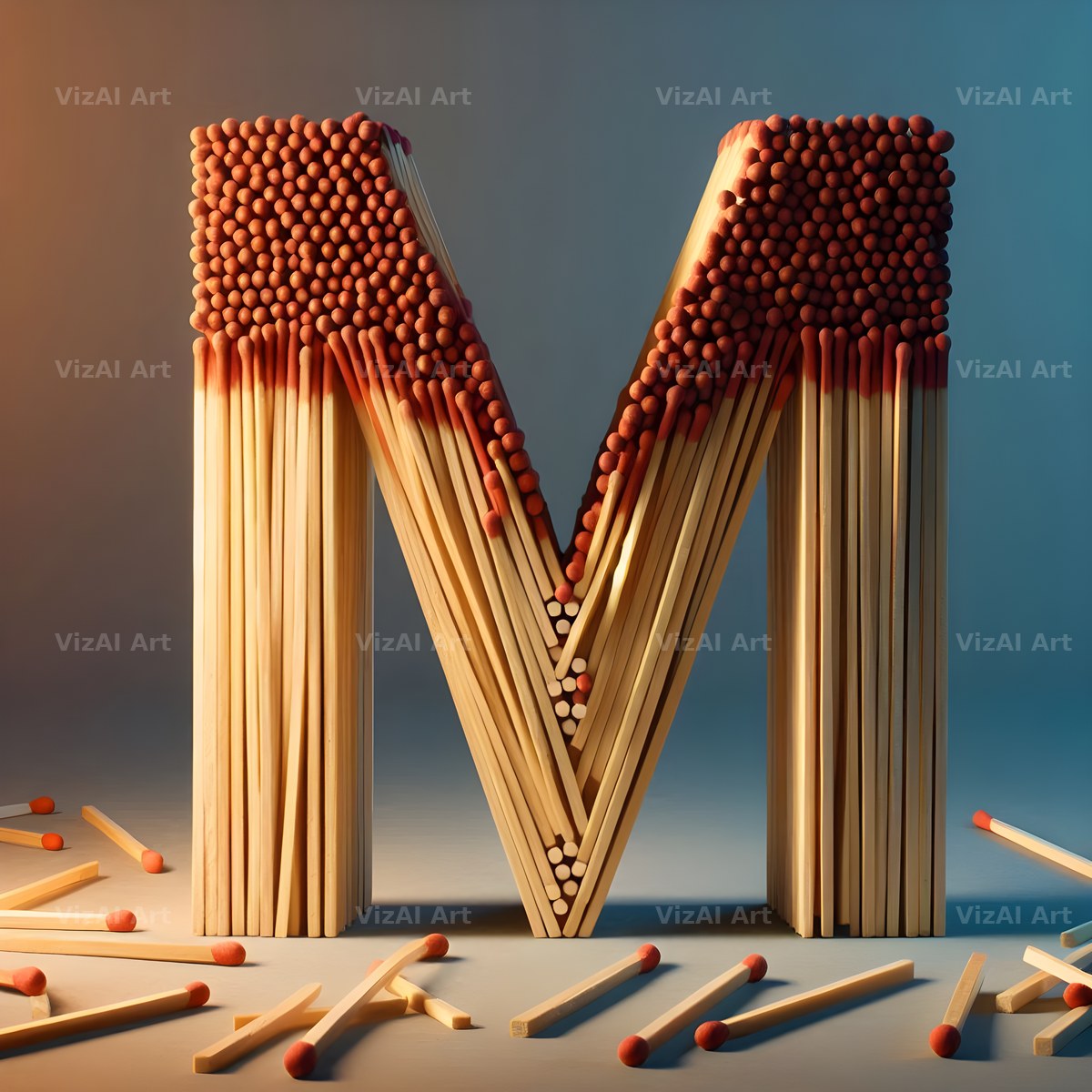 Matchstick alphabet letter M