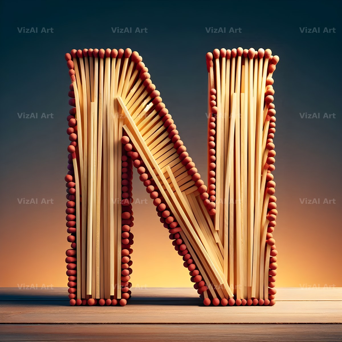 Matchstick alphabet letter N