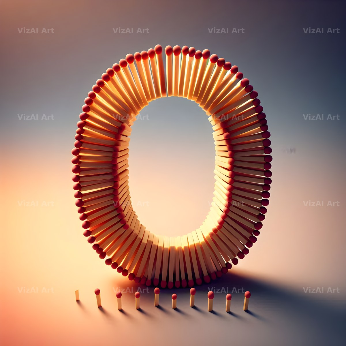 Matchstick alphabet letter O