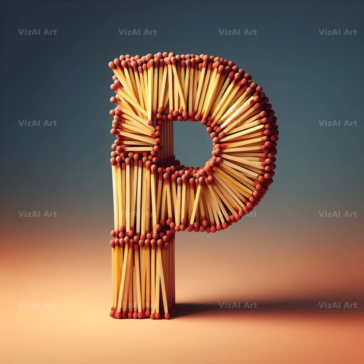 Matchstick alphabet letter P