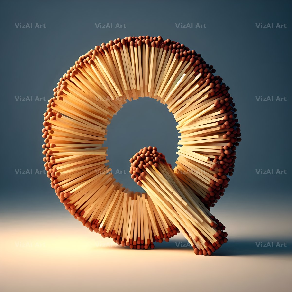 Matchstick alphabet letter Q