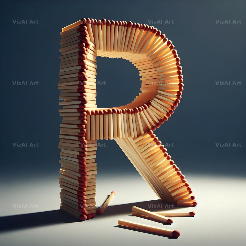 Matchstick alphabet letter R