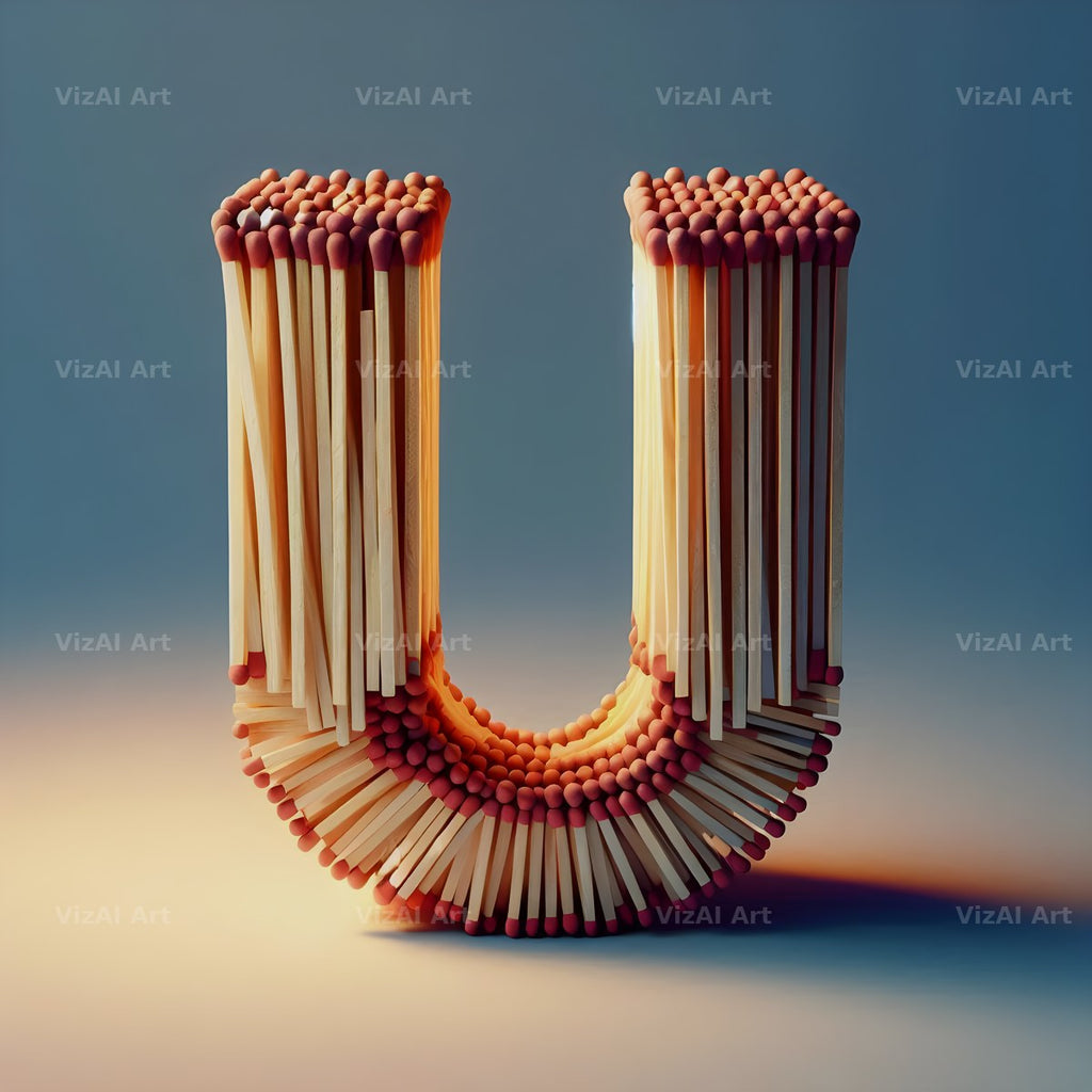 Matchstick alphabet letter U
