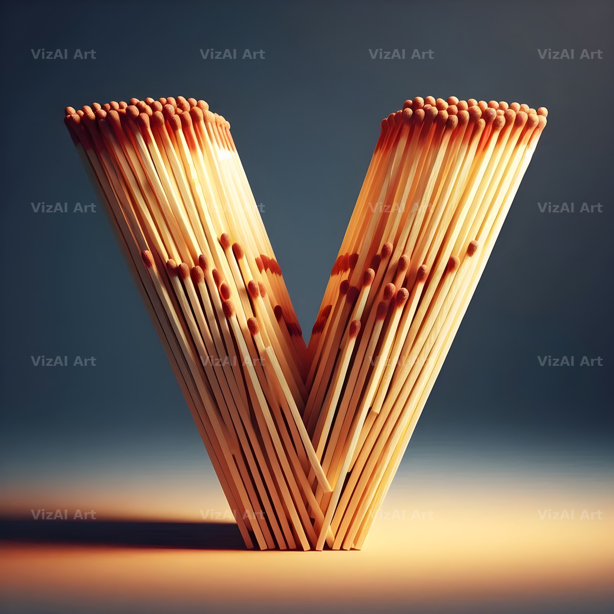 Matchstick alphabet letter V