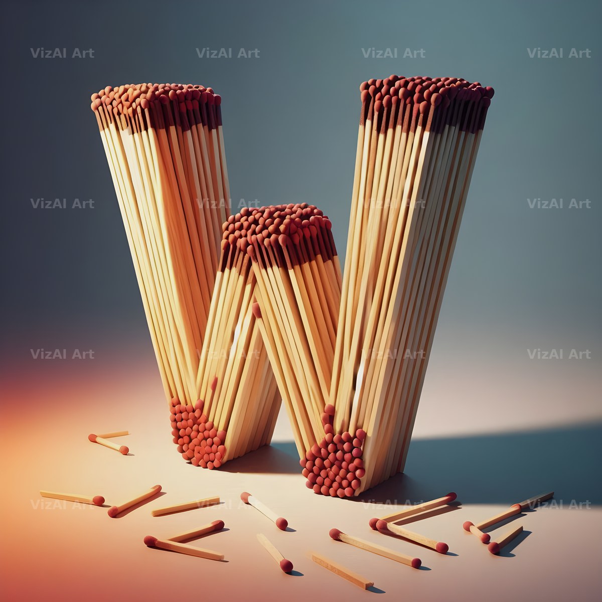 Matchstick alphabet letter W