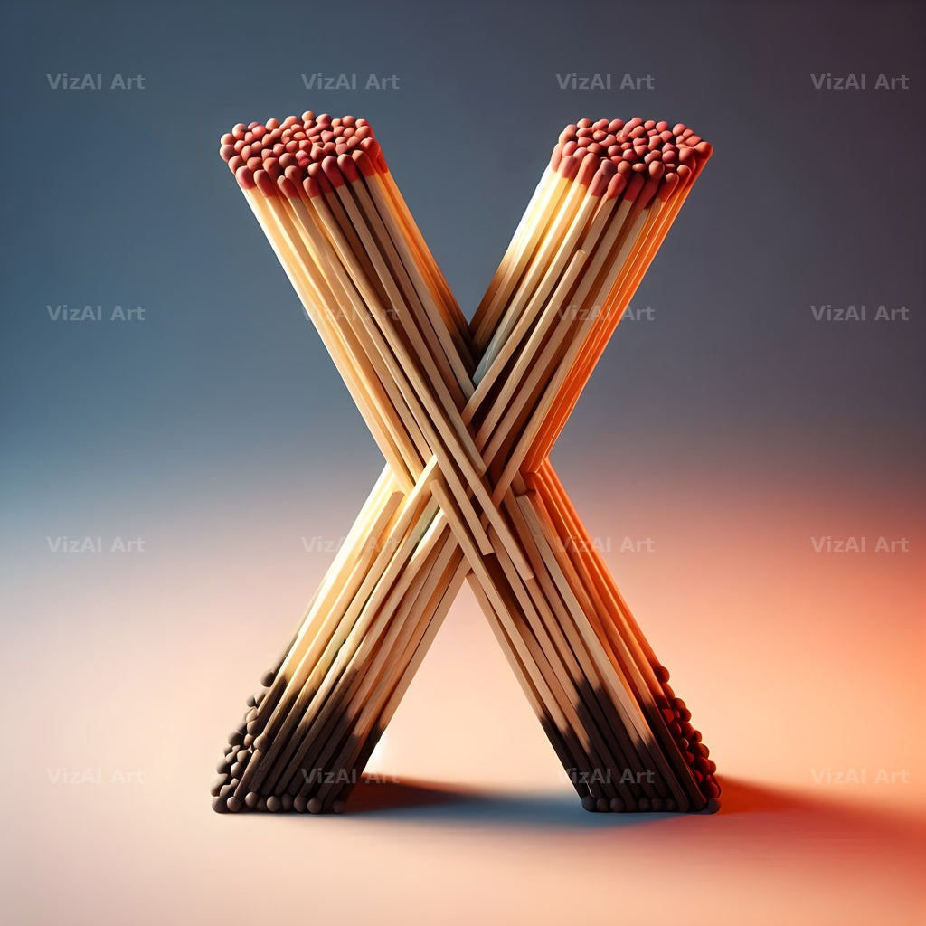 Matchstick alphabet letter X