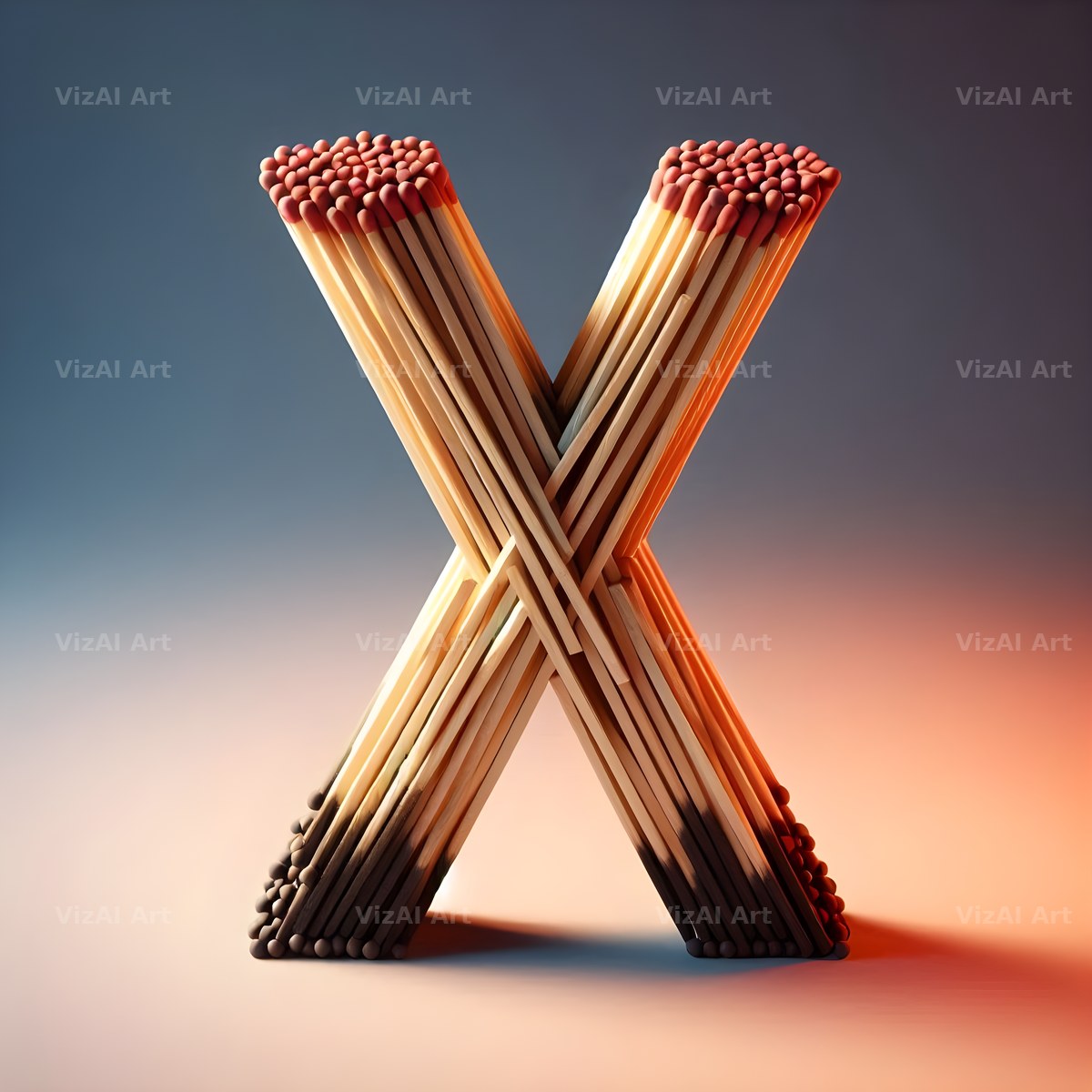 Matchstick alphabet letter X