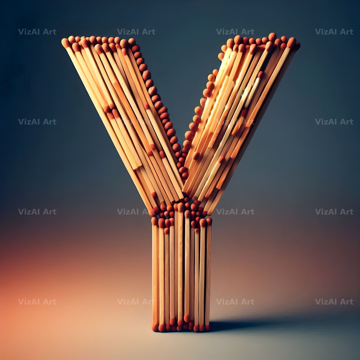 Matchstick alphabet letter Y