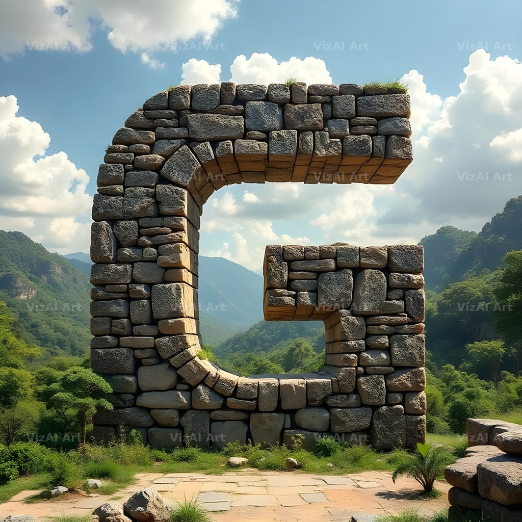 Mayan Stone Temple alphabet letter G