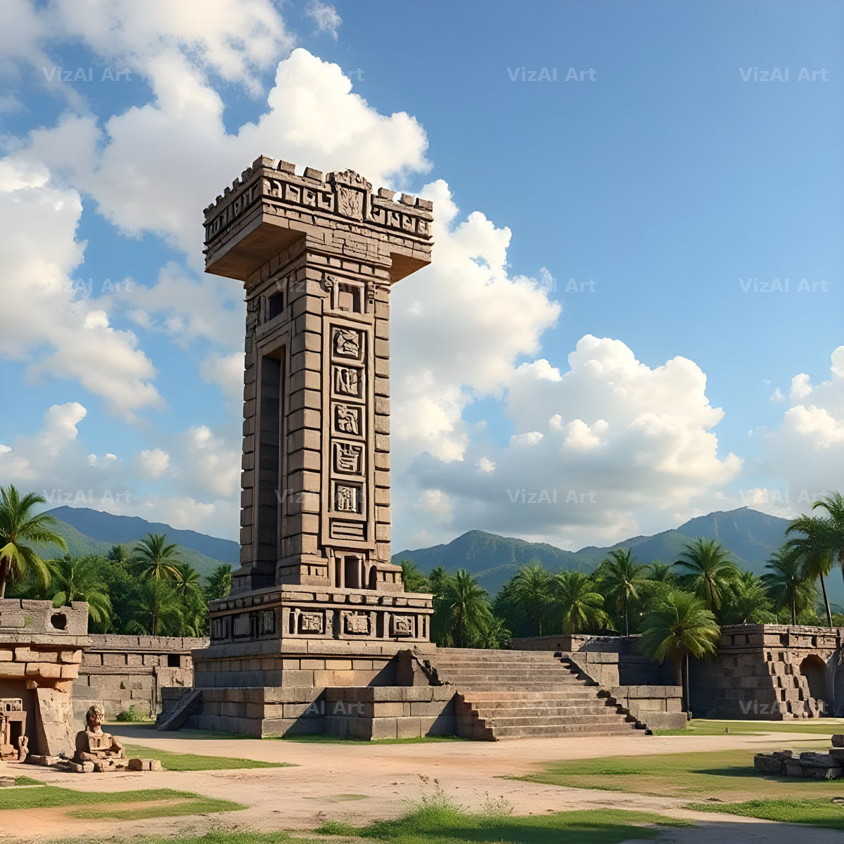 Mayan Stone Temple alphabet letter I