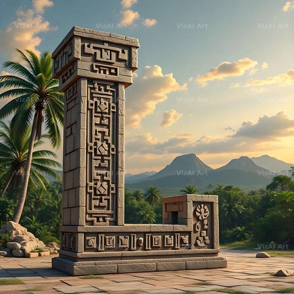 Mayan Stone Temple alphabet letter L