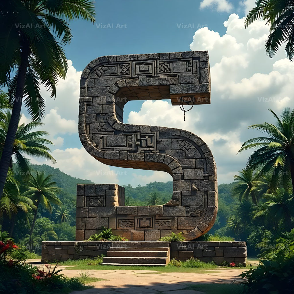 Mayan Stone Temple alphabet letter S