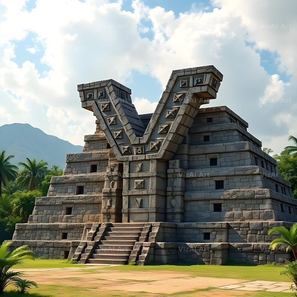 Mayan Stone Temple alphabet letter Y