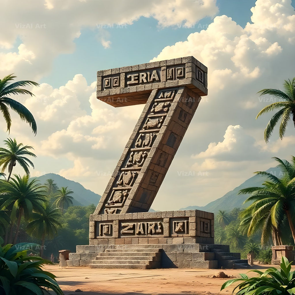 Mayan Stone Temple alphabet letter Z