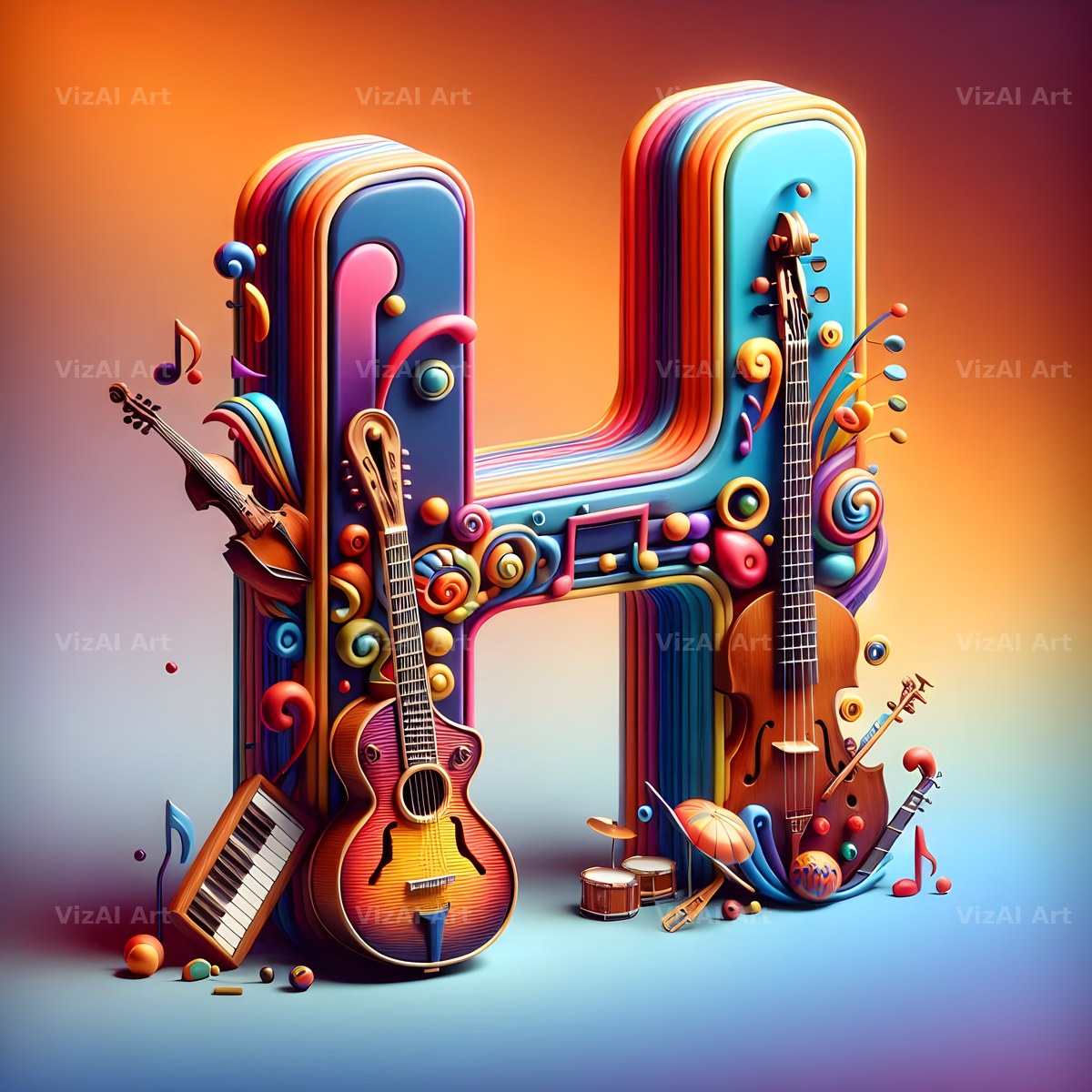 Musical Instrument Studio alphabet letter H