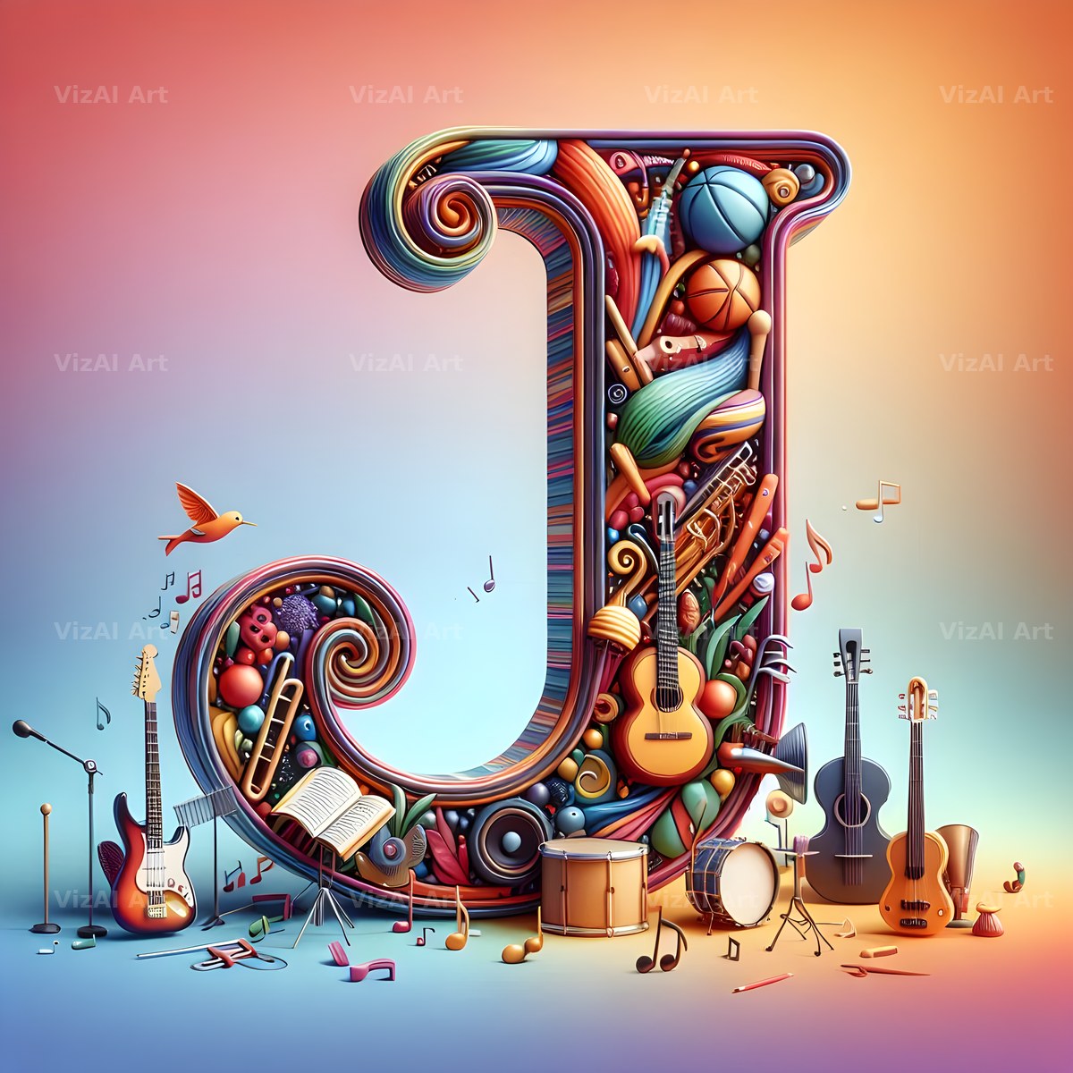 Musical Instrument Studio alphabet letter J