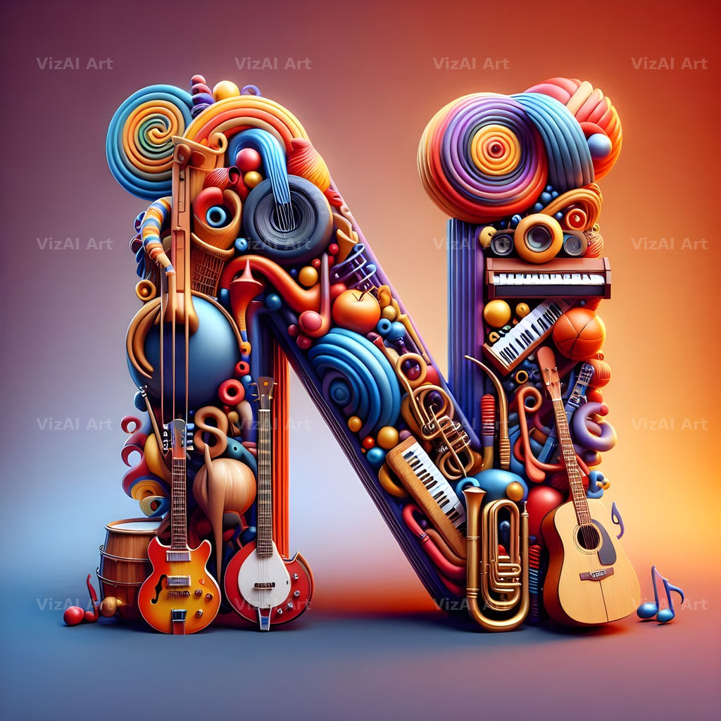 Musical Instrument Studio alphabet letter N
