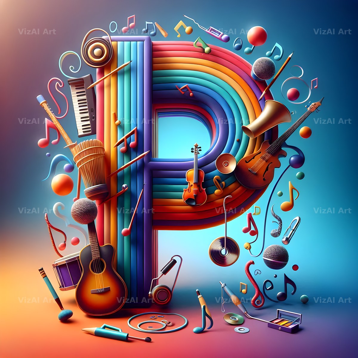 Musical Instrument Studio alphabet letter P