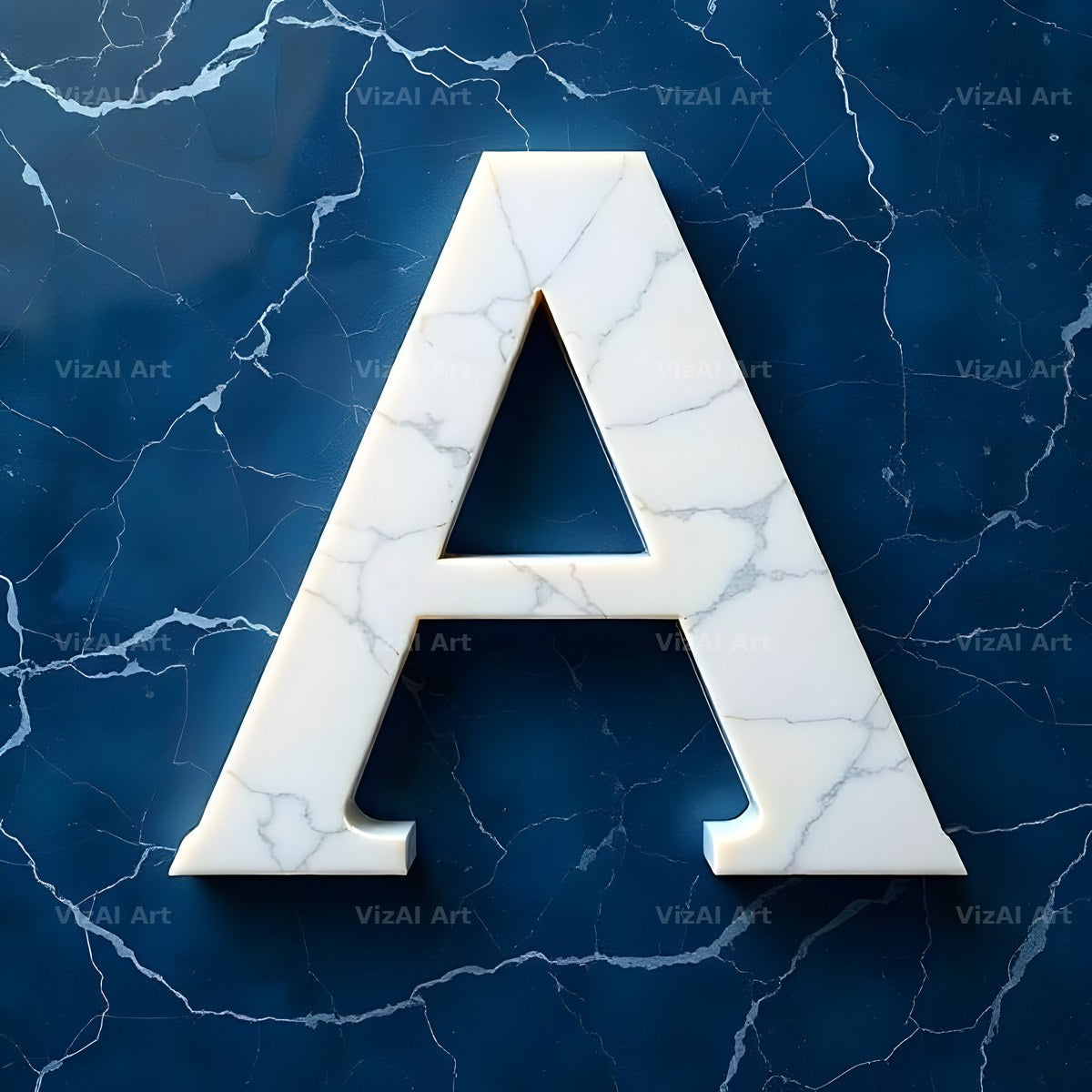 Marble Vein Blue alphabet letter A