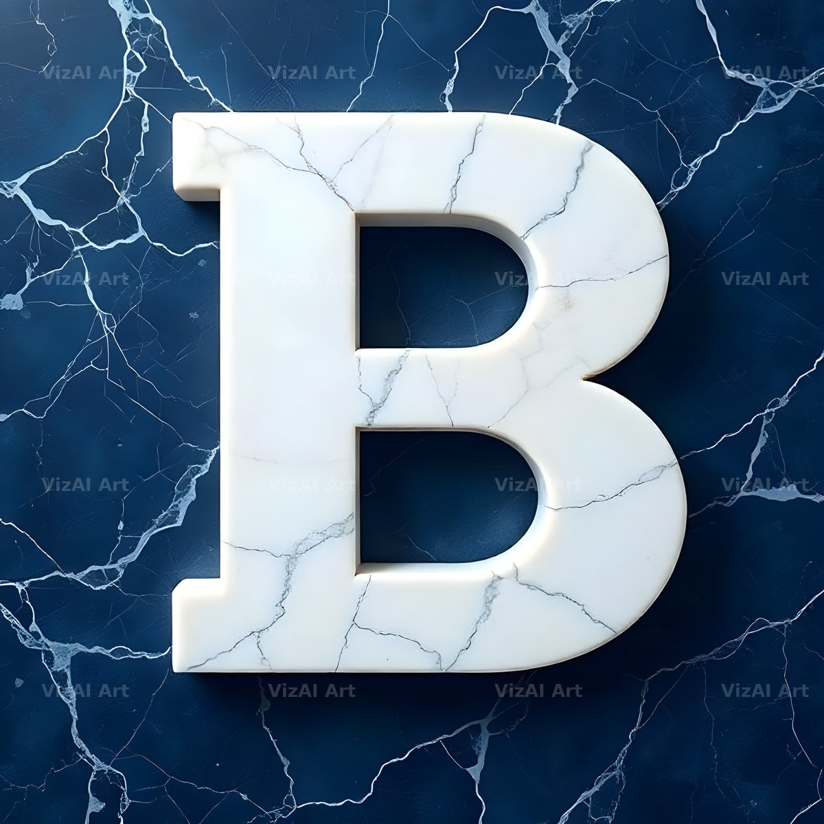 Marble Vein Blue alphabet letter B