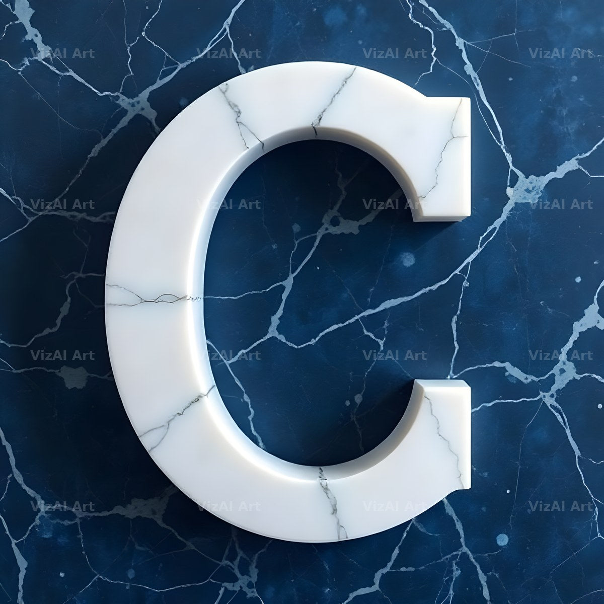 Marble Vein Blue alphabet letter C