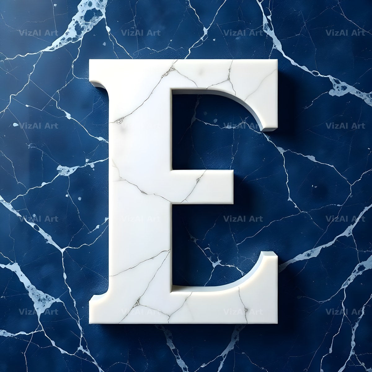 Marble Vein Blue alphabet letter E