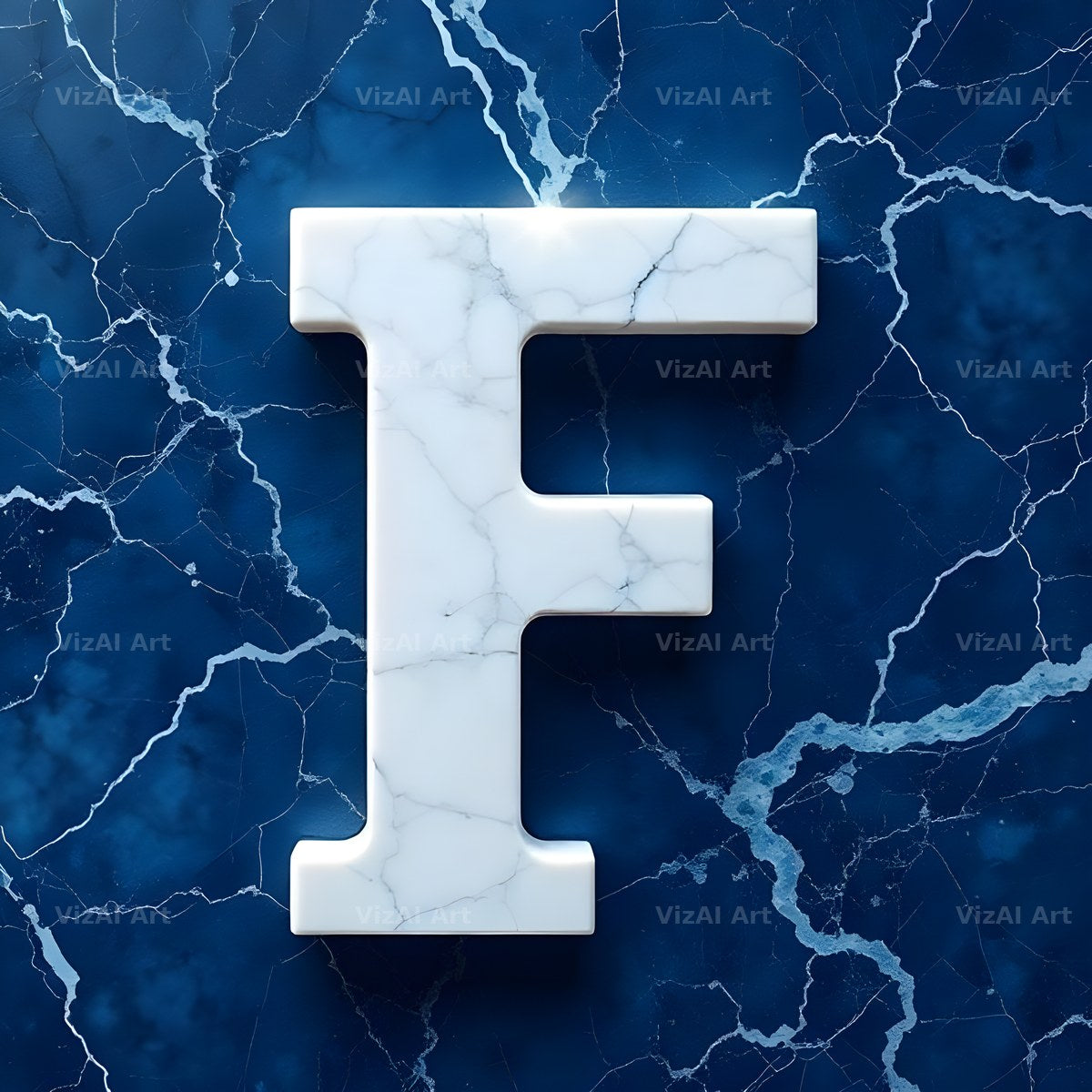 Marble Vein Blue alphabet letter F