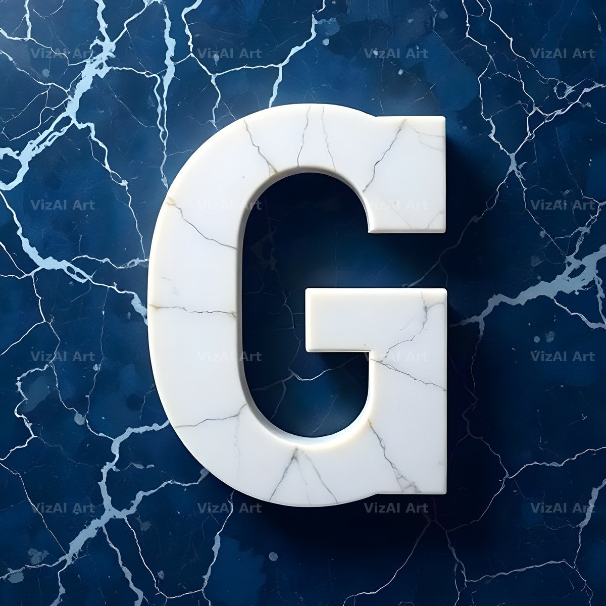 Marble Vein Blue alphabet letter G