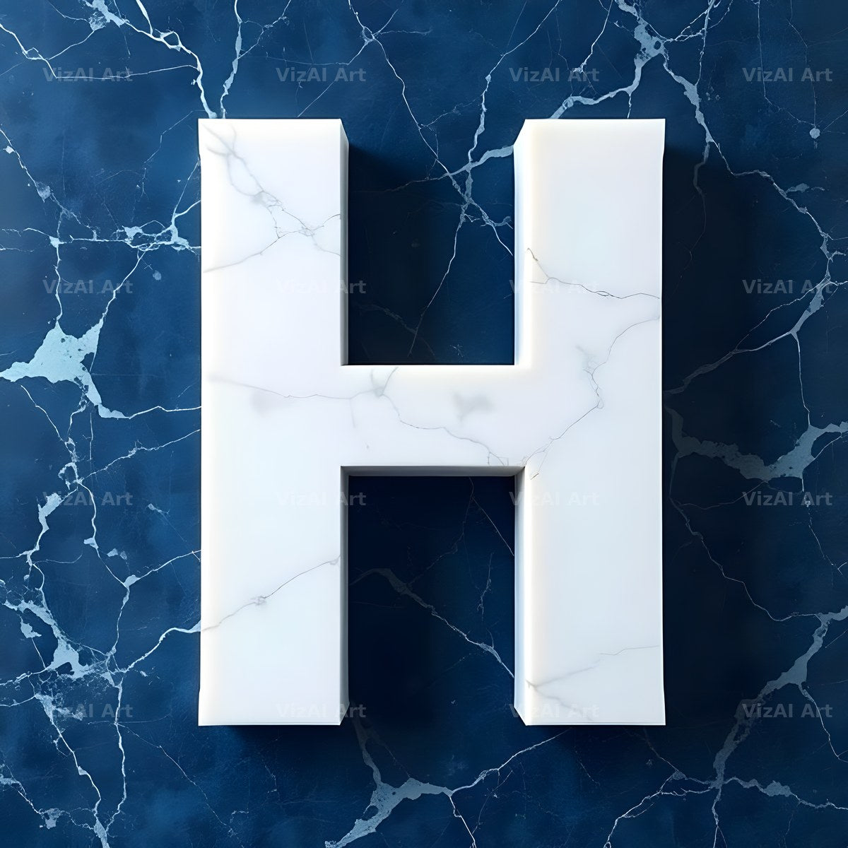 Marble Vein Blue alphabet letter H