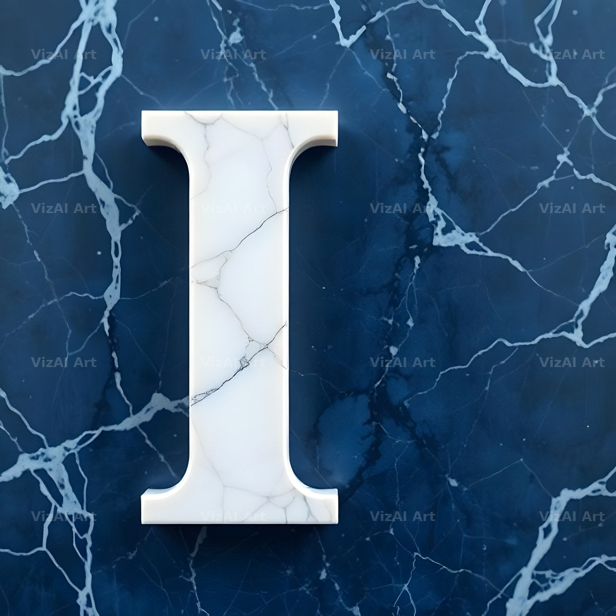 Marble Vein Blue alphabet letter I