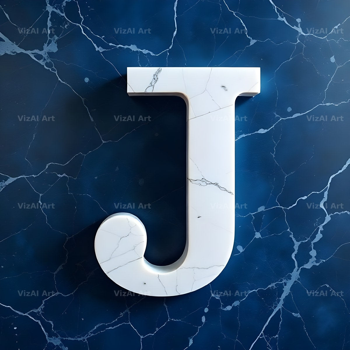 Marble Vein Blue alphabet letter J