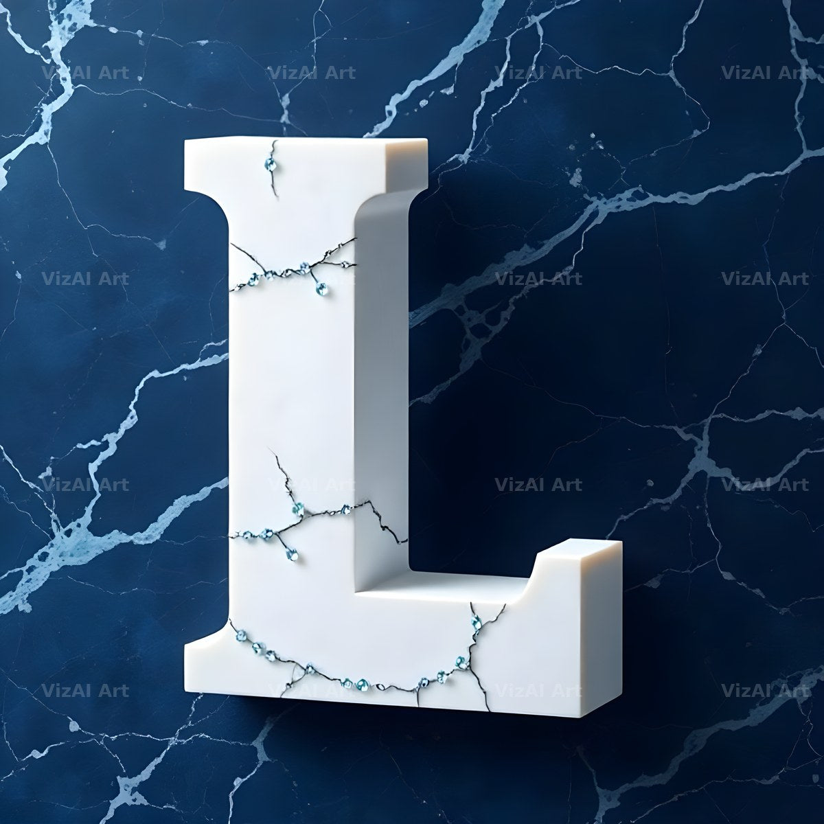 Marble Vein Blue alphabet letter L