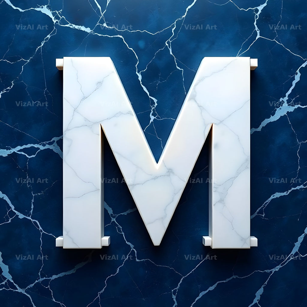 Marble Vein Blue alphabet letter M