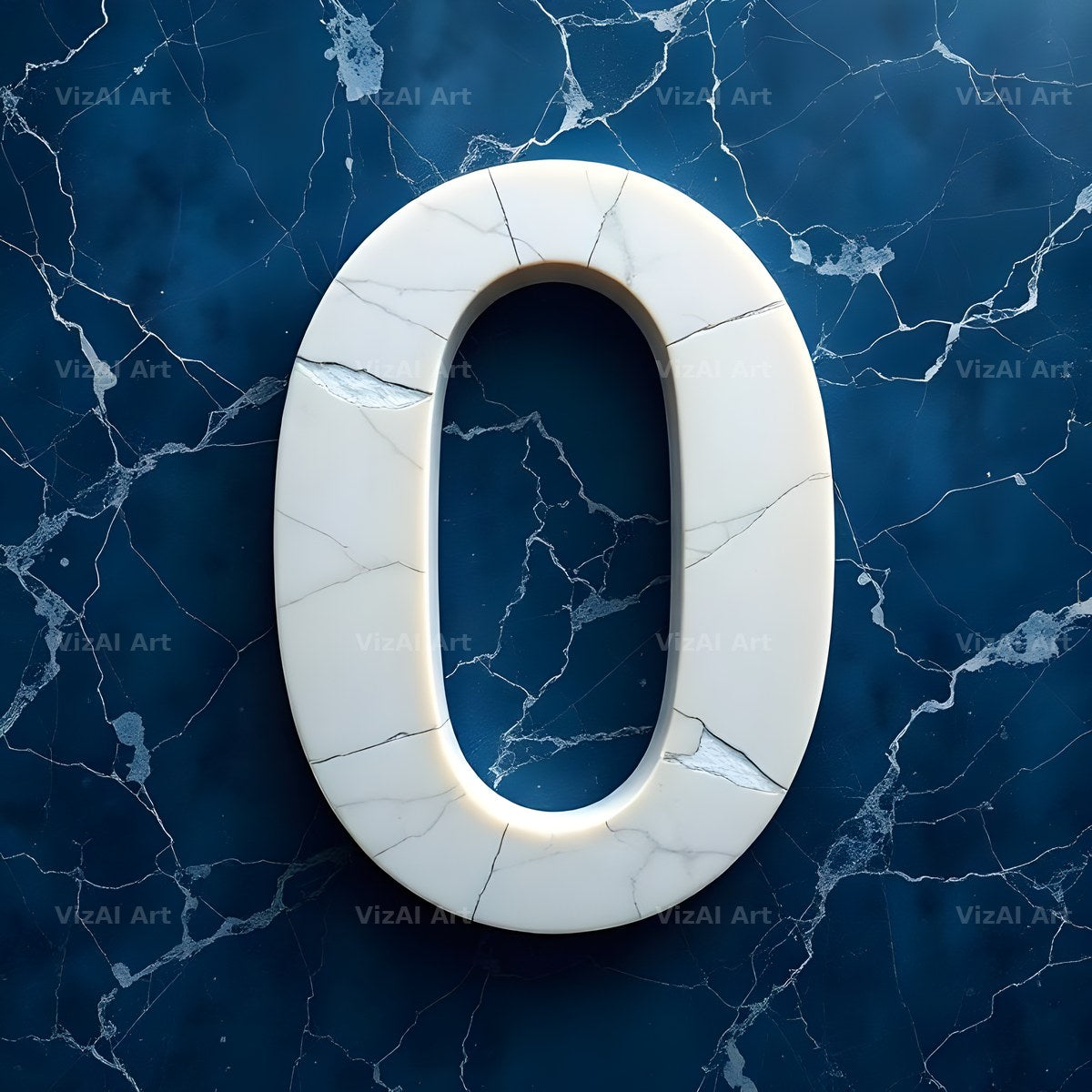 Marble Vein Blue alphabet letter O
