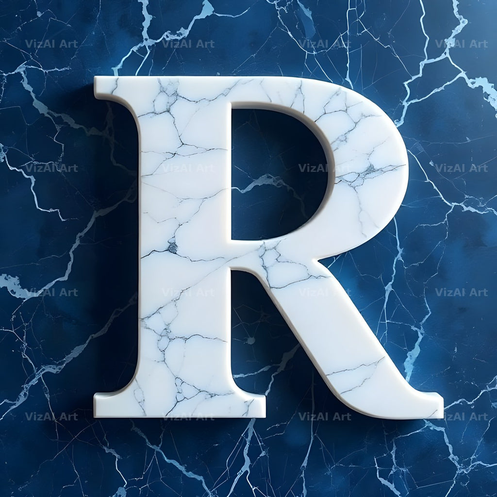 Marble Vein Blue alphabet letter R