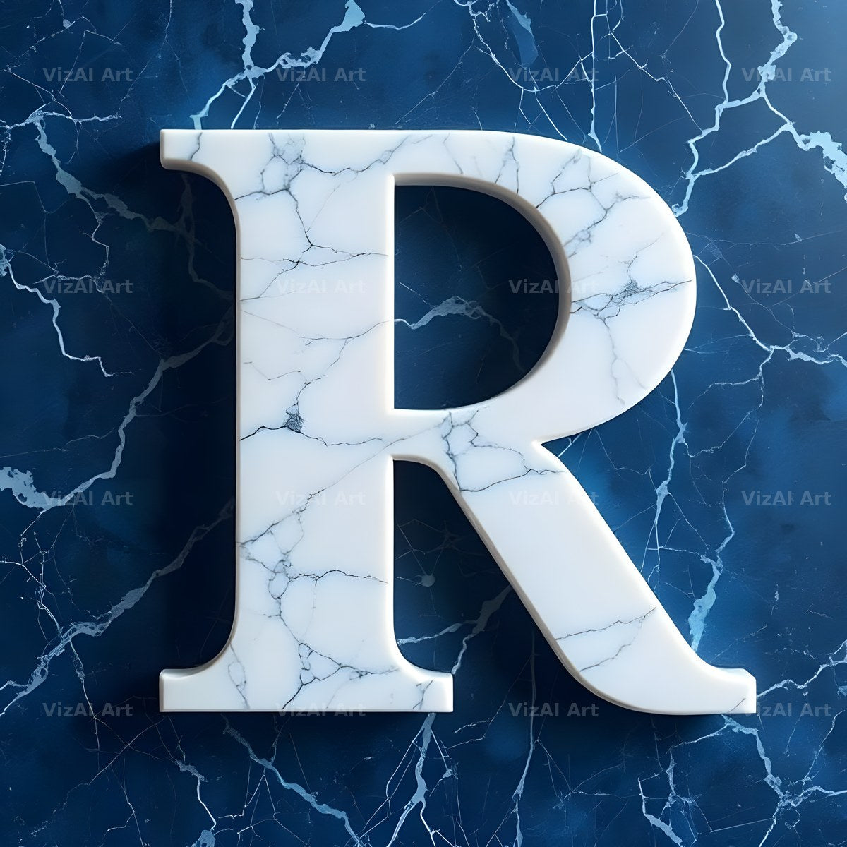 Marble Vein Blue alphabet letter R