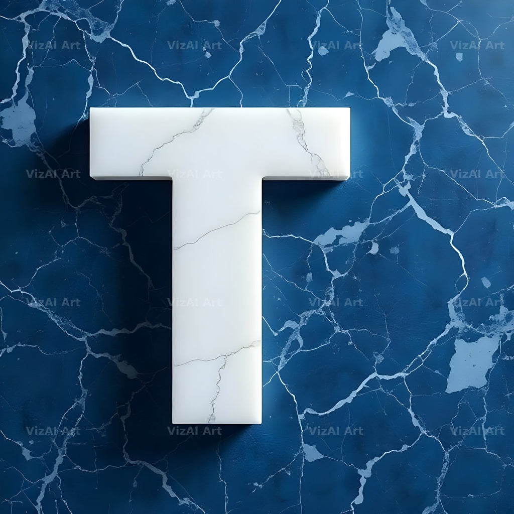 Marble Vein Blue alphabet letter T