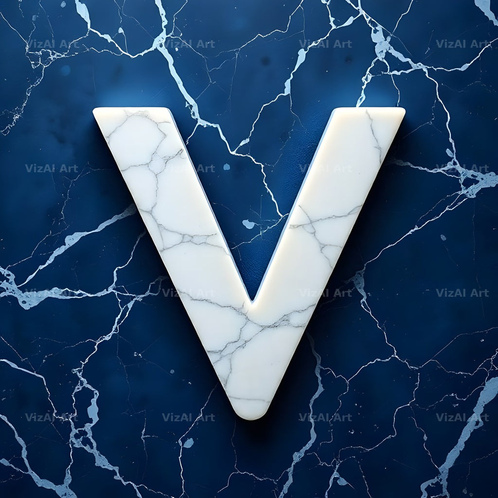 Marble Vein Blue alphabet letter V