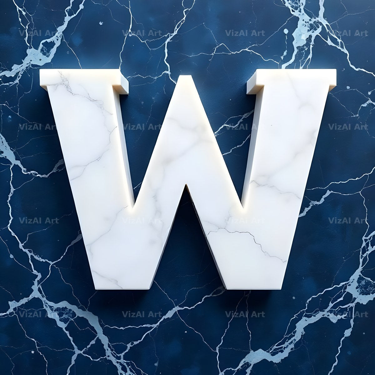 Marble Vein Blue alphabet letter W