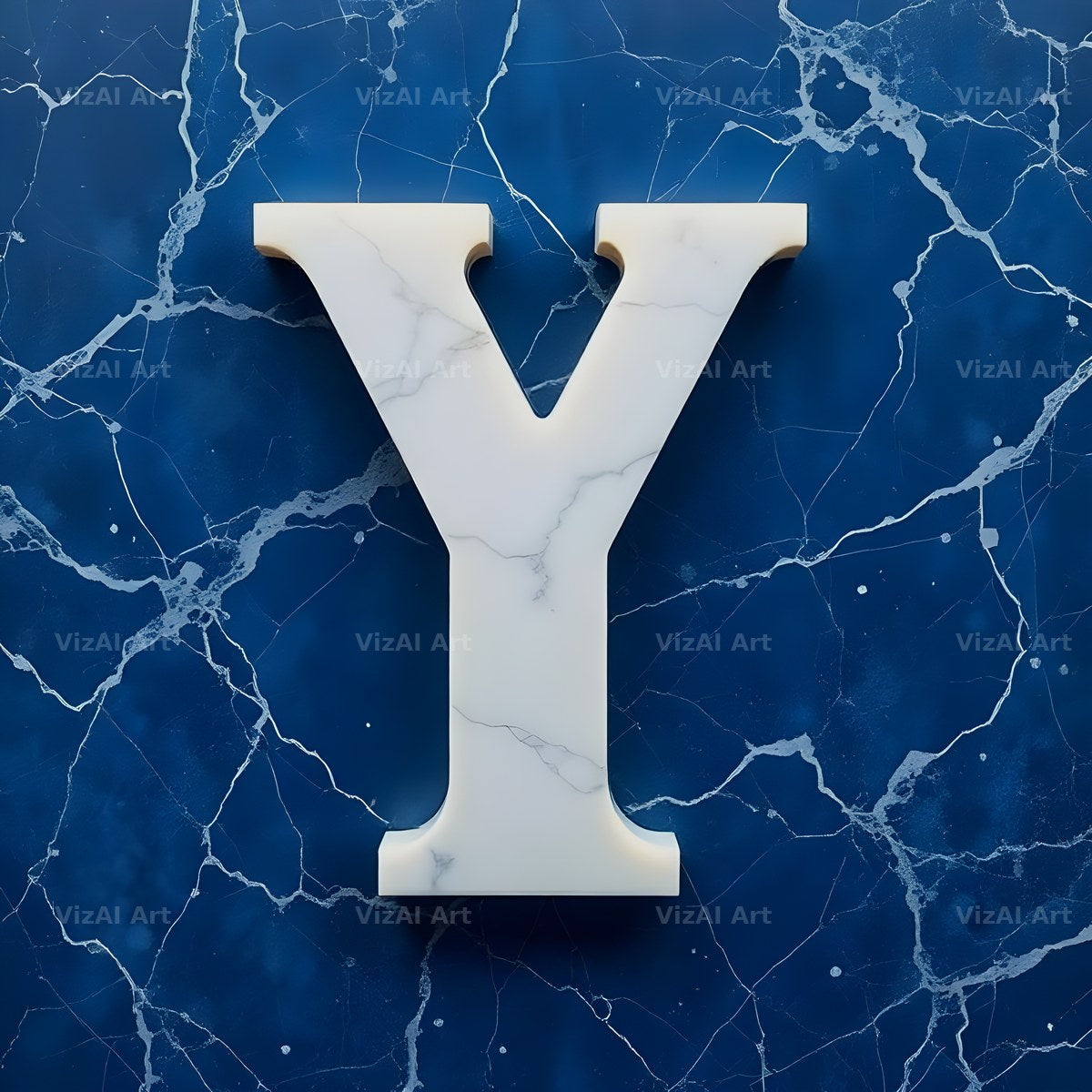 Marble Vein Blue alphabet letter Y
