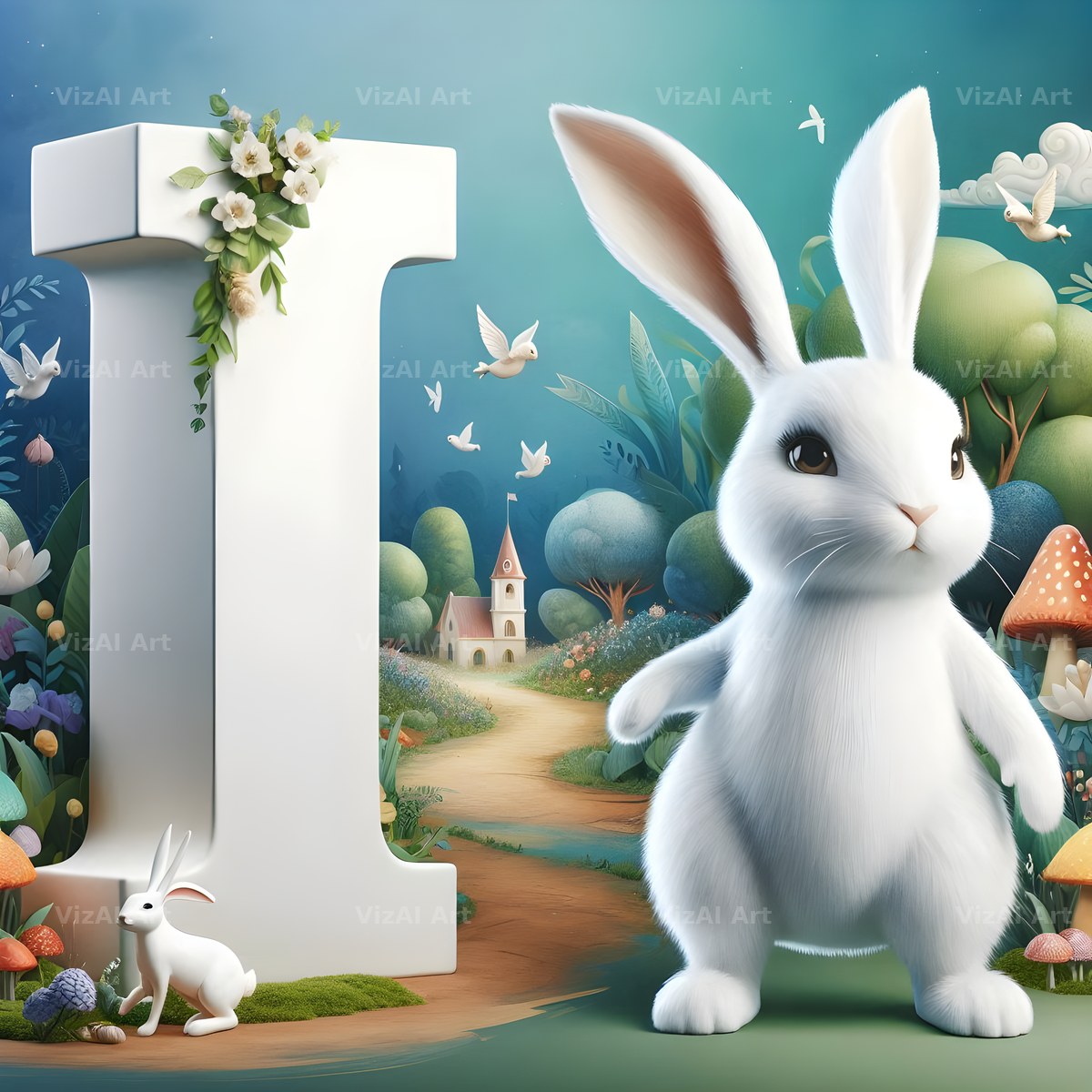 White Rabbit Meadow alphabet letter I
