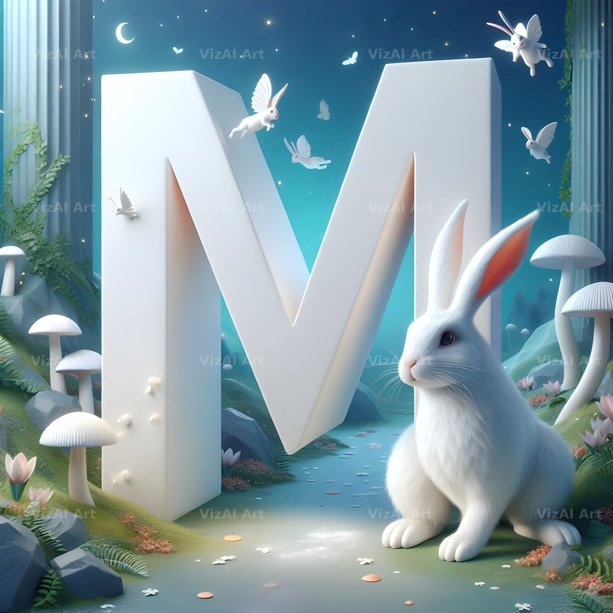 White Rabbit Meadow alphabet letter M