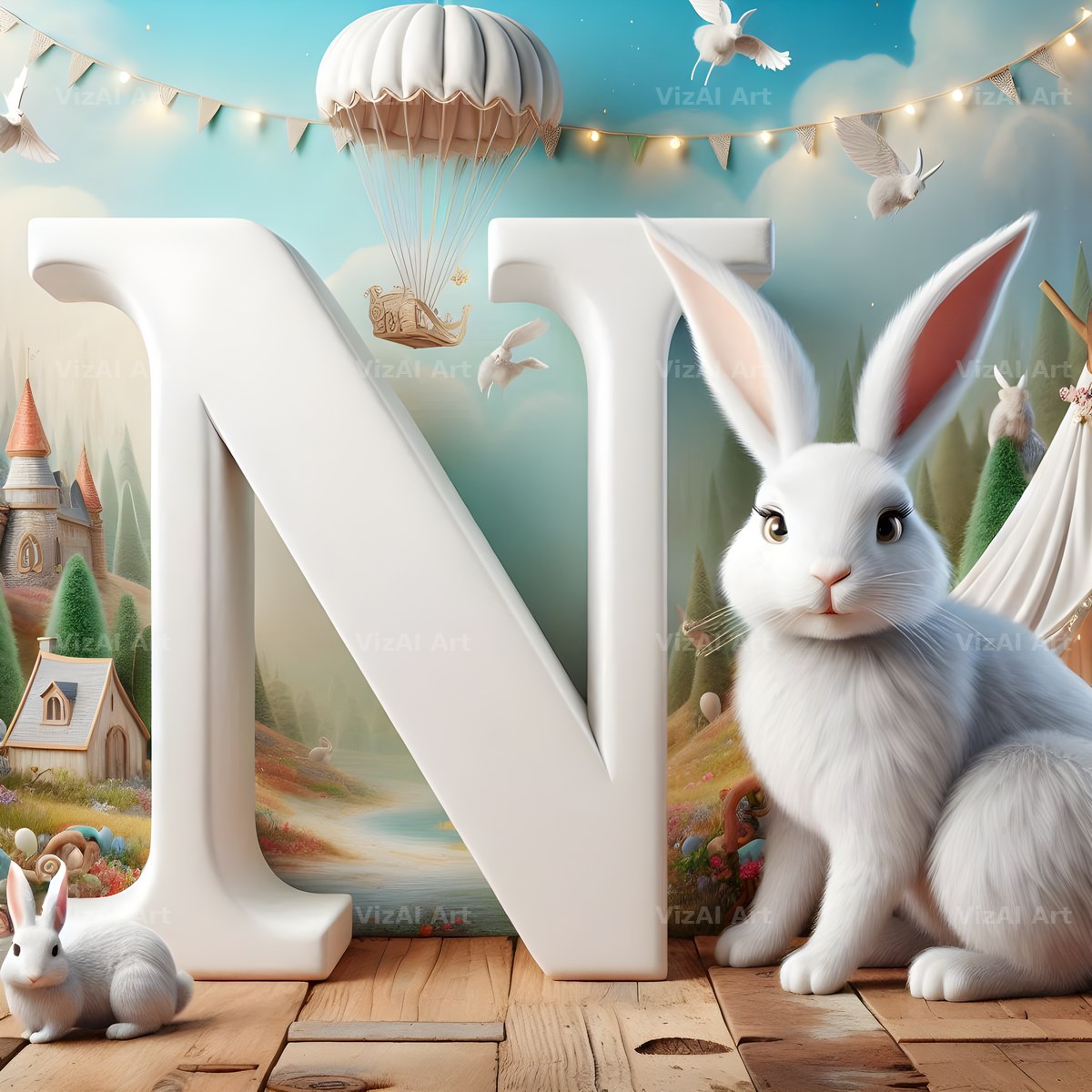 White Rabbit Meadow alphabet letter N