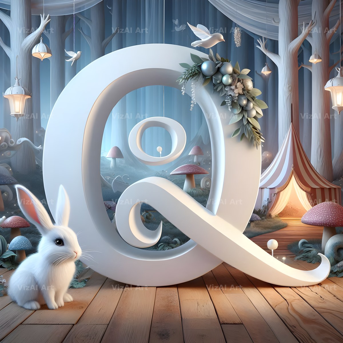 White Rabbit Meadow alphabet letter Q