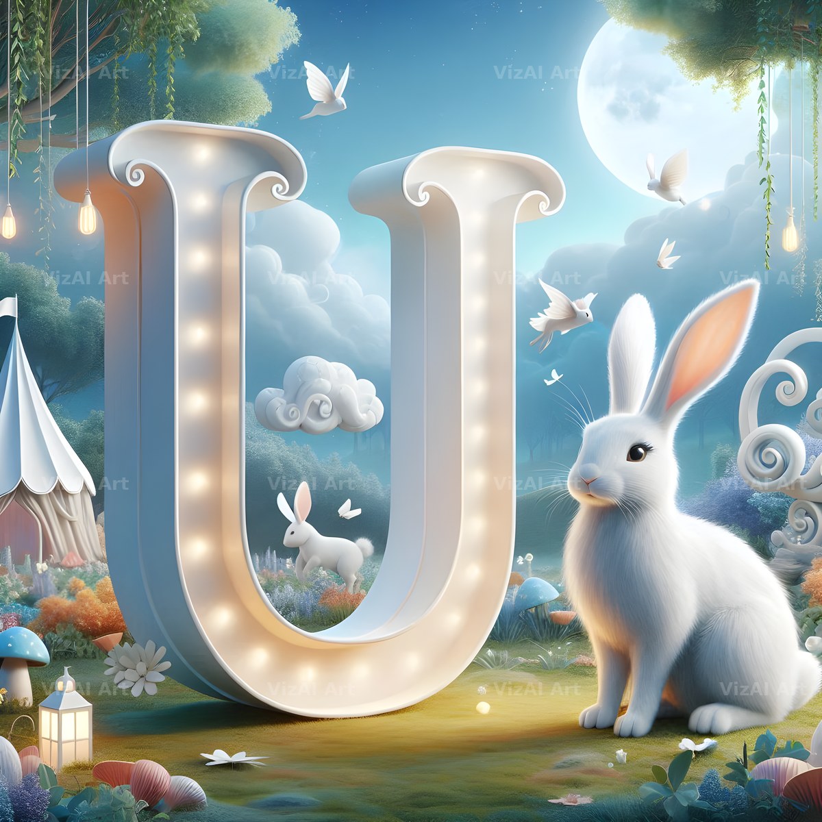 White Rabbit Meadow alphabet letter U