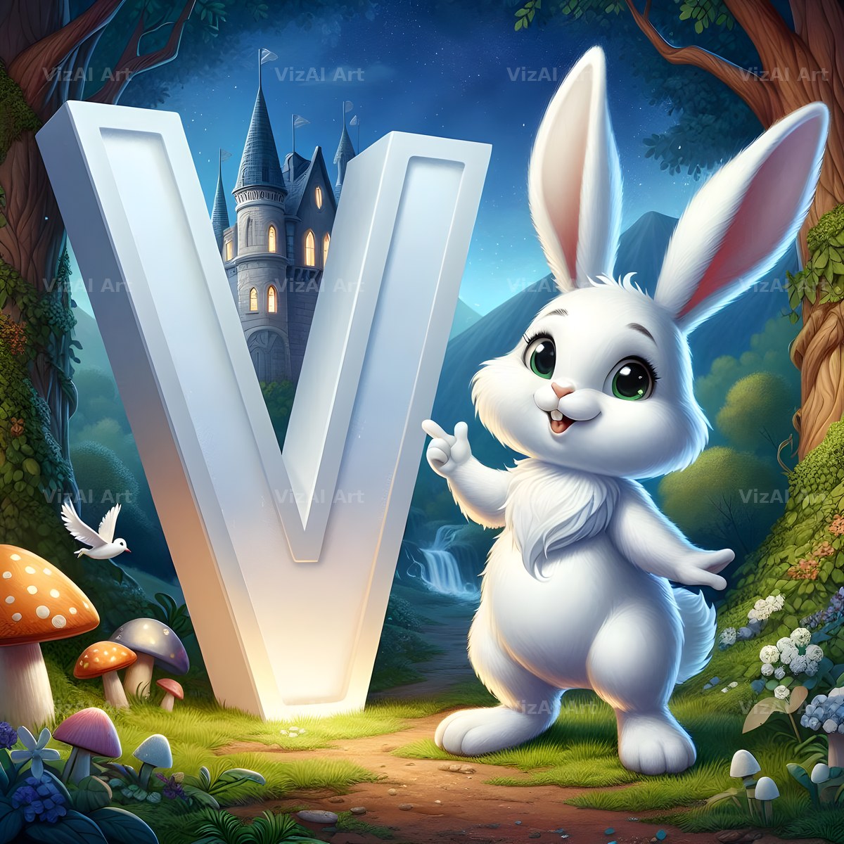 White Rabbit Meadow alphabet letter V