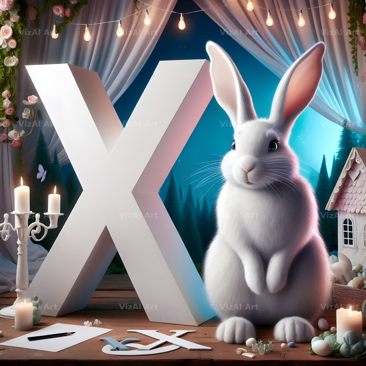 White Rabbit Meadow alphabet letter X