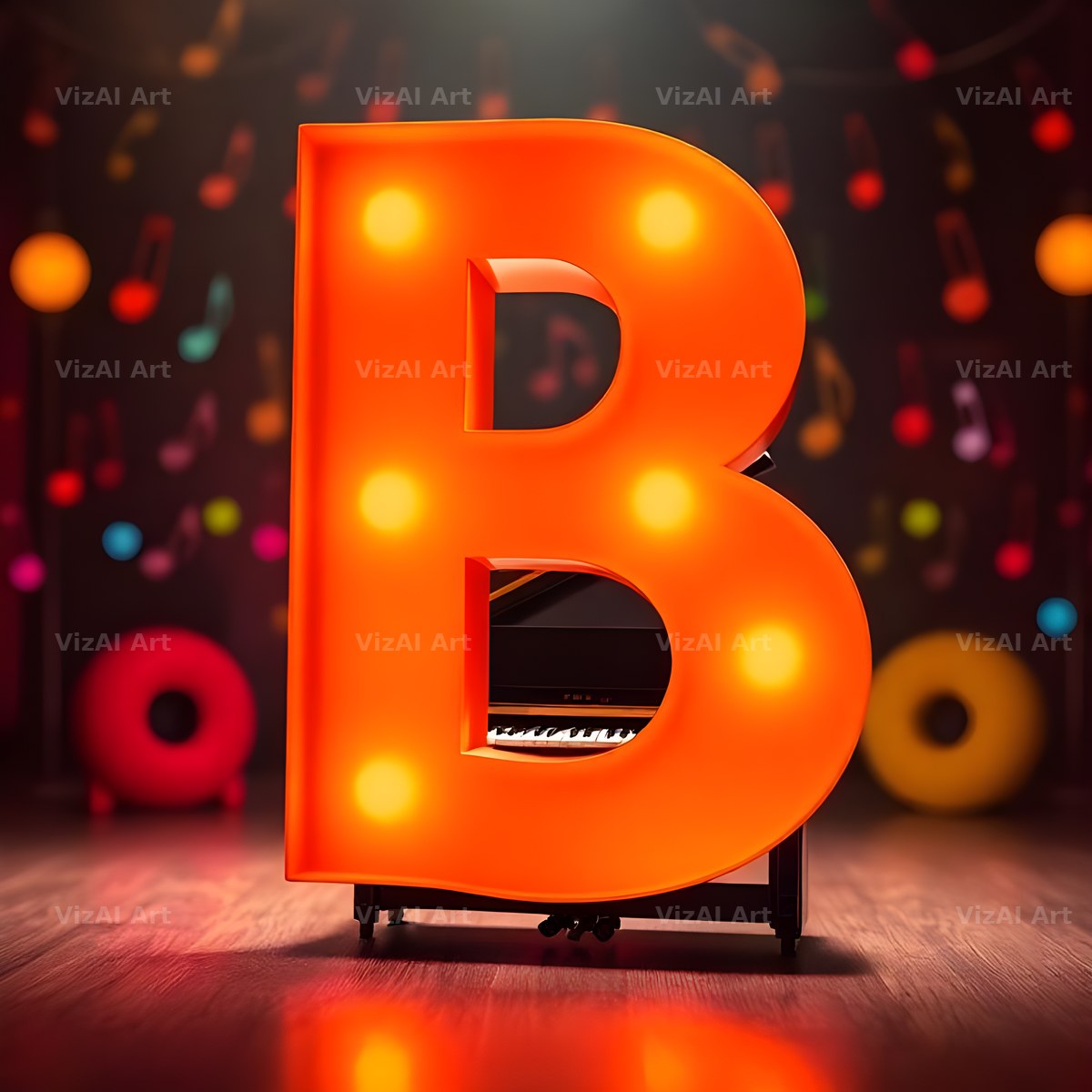 Neon Piano Stage alphabet letter B