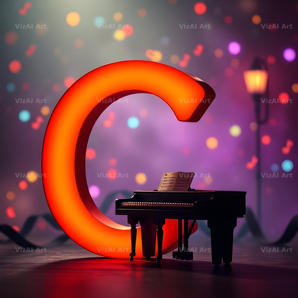 Neon Piano Stage alphabet letter C